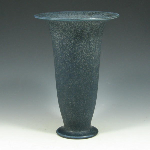 Appraisal: Rookwood Matte Blue Crystalline Vase Rookwood trumpet-shaped vase from in