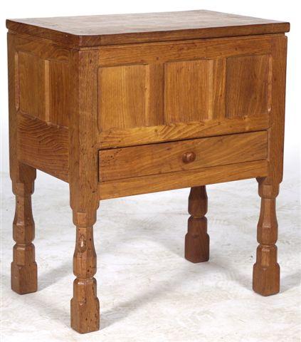 Appraisal: ROBERT MOUSEMAN THOMPSON OAK WORK TABLE MID th CENTURY the