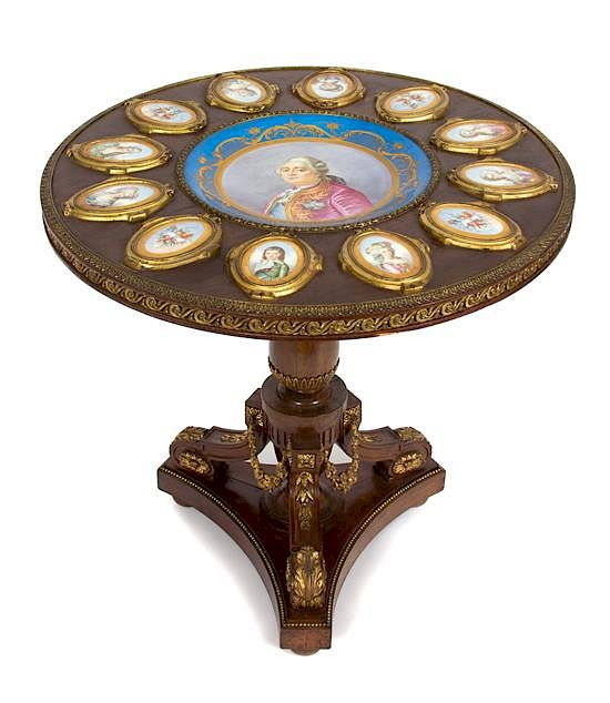 Appraisal: A Sevres Style Porcelain and Gilt Bronze Mounted Mahogany Gueridon