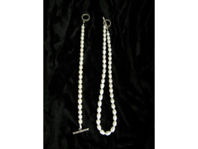 Appraisal: Teardrop Pearl Necklace Bracelet sterling fittings