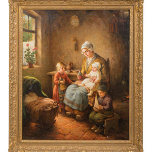 Appraisal: Joseph Tomanek American - Mother and Children oil on canvas