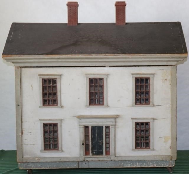 Appraisal: LATE TH C HANDMADE WOODEN DOLLHOUSE COLONIALSTYLE HIGH WIDE DEEP