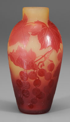 Appraisal: D'Argental cameo glass vase berries and leaves on amberpale green