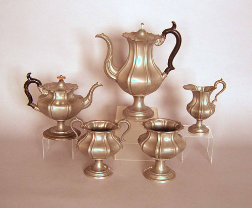 Appraisal: Five piece pewter tea service by James Dixon Sons coffee