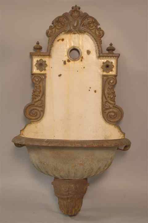 Appraisal: FRENCH PAINTED CAST IRON WALL FOUNTAIN h w d in