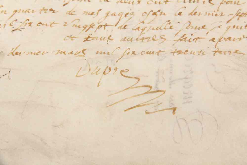 Appraisal: AUTOGRAPH VELLUM DOCUMENT - Guillame Dupre ca - French Baroque