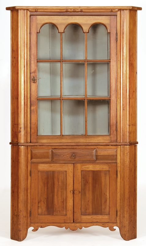 Appraisal: ANTIQUE AMERICAN CORNER CUPBOARD Early th CenturyIn pine and other