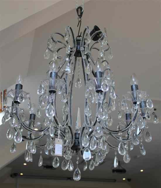 Appraisal: A modern pair of French glass ten light chandeliers ft