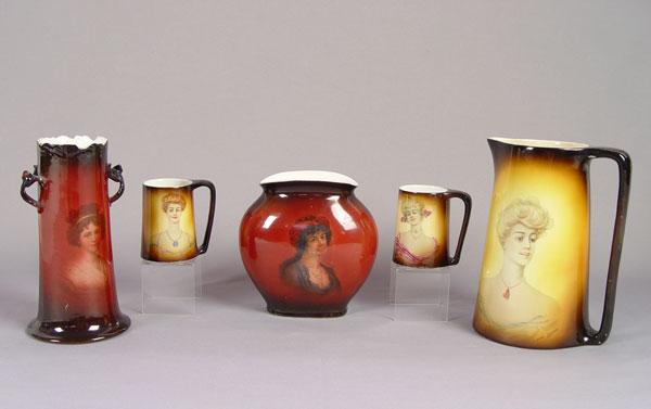 Appraisal: WARWICK CHINA IOGA WARE LADY PORTRAIT PIECES To include a