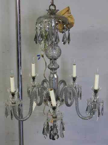 Appraisal: Quality Cut Crystal Smoked Glass Arm Chandelier From a Manhattan