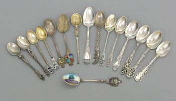 Appraisal: A Lot of Sixteen Demi Spoons Including Enameled Collector Items