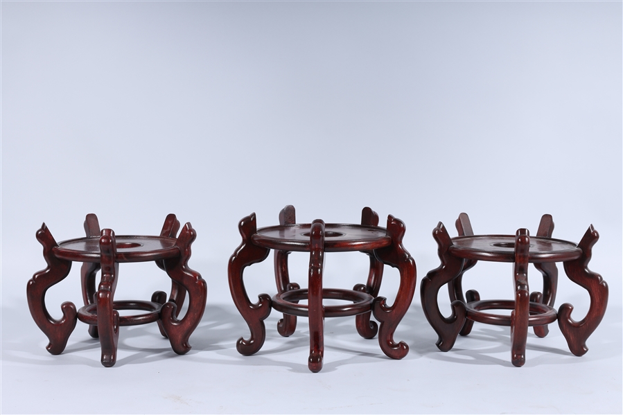 Appraisal: Set of three wood Chinese stands x approx