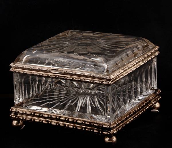 Appraisal: A silver plated mounted cut crystal box height in width