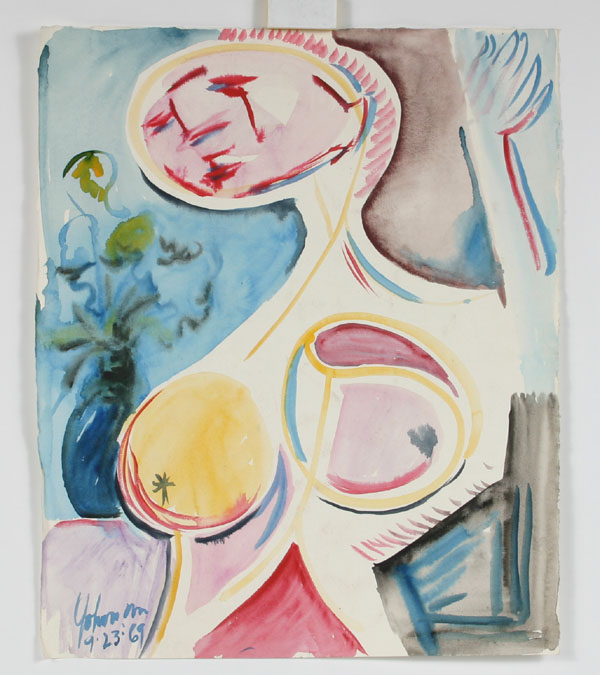 Appraisal: Robert Lohman American - two surrealist nude female figures watercolor