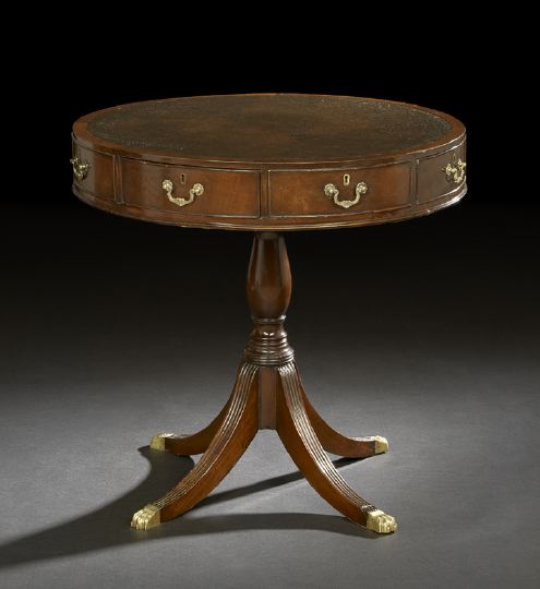 Appraisal: George III-Style Mahogany Drum Table late th century the circular