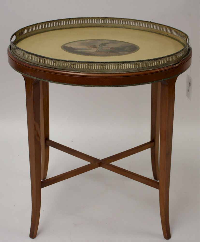 Appraisal: George III Tole Painted Tray on Stand Stand is later