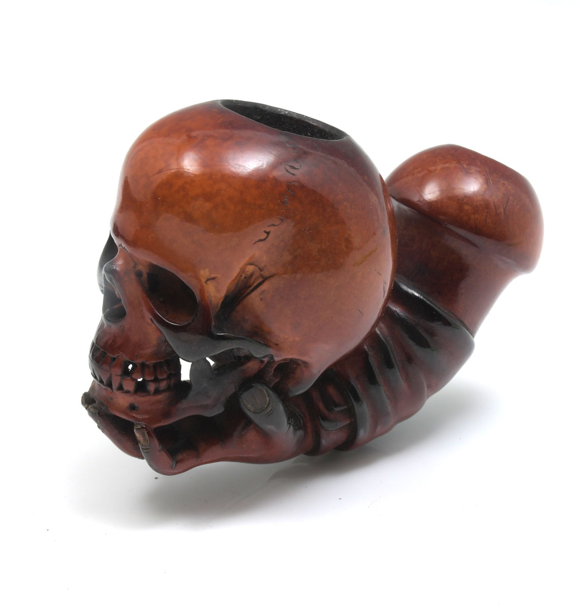 Appraisal: MEERSCHAUM SKULL PIPE Approx '' h x '' l Case