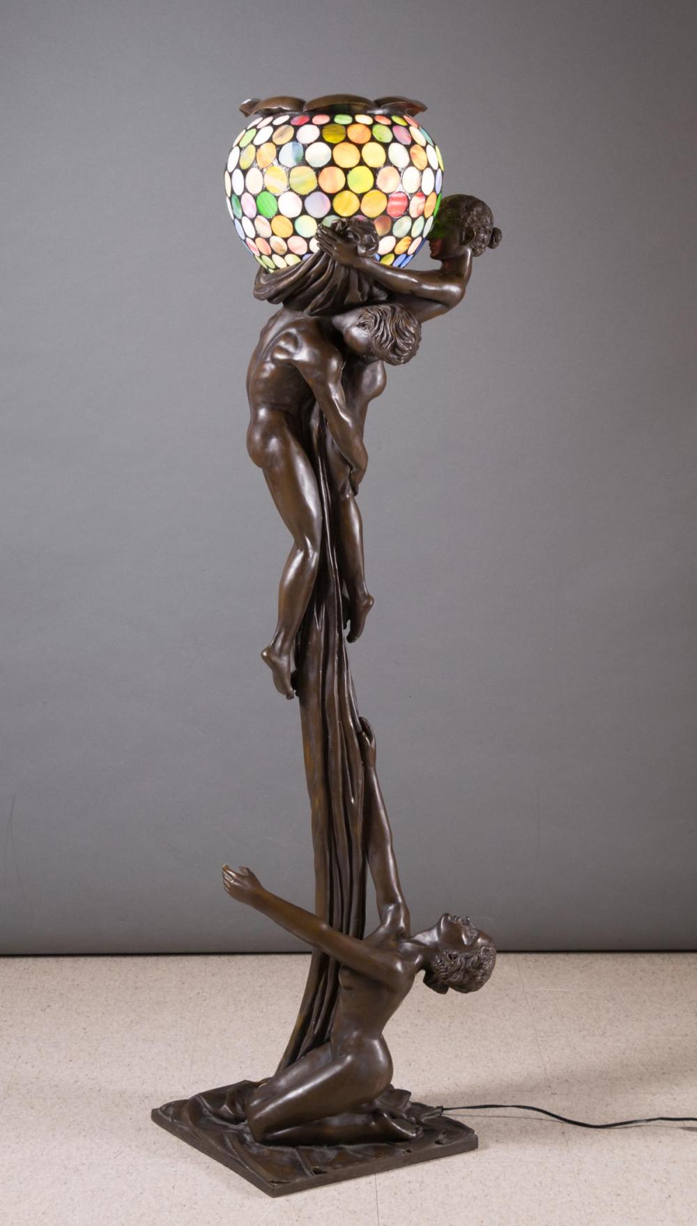 Appraisal: AFTER GUSTAV GURSCHNER AUSTRIAN - FIGURAL BRONZE FLOOR LAMP The