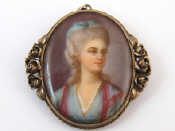 Appraisal: Berlin ceramic miniature of a young lady mounted as a