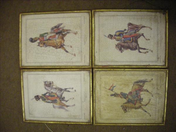 Appraisal: Military figures on horseback Colour prints Each cm x cm