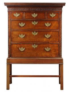 Appraisal: Chinese Chippendale chest on stand late th century the rectangular