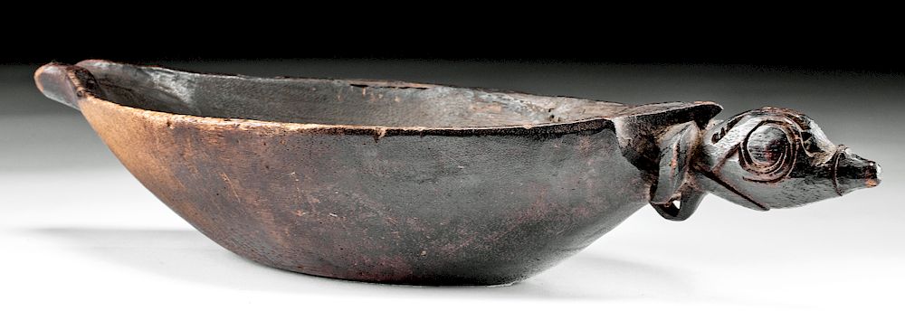 Appraisal: Early th C Dayak Dark Wooden Ritual Bowl - Aso