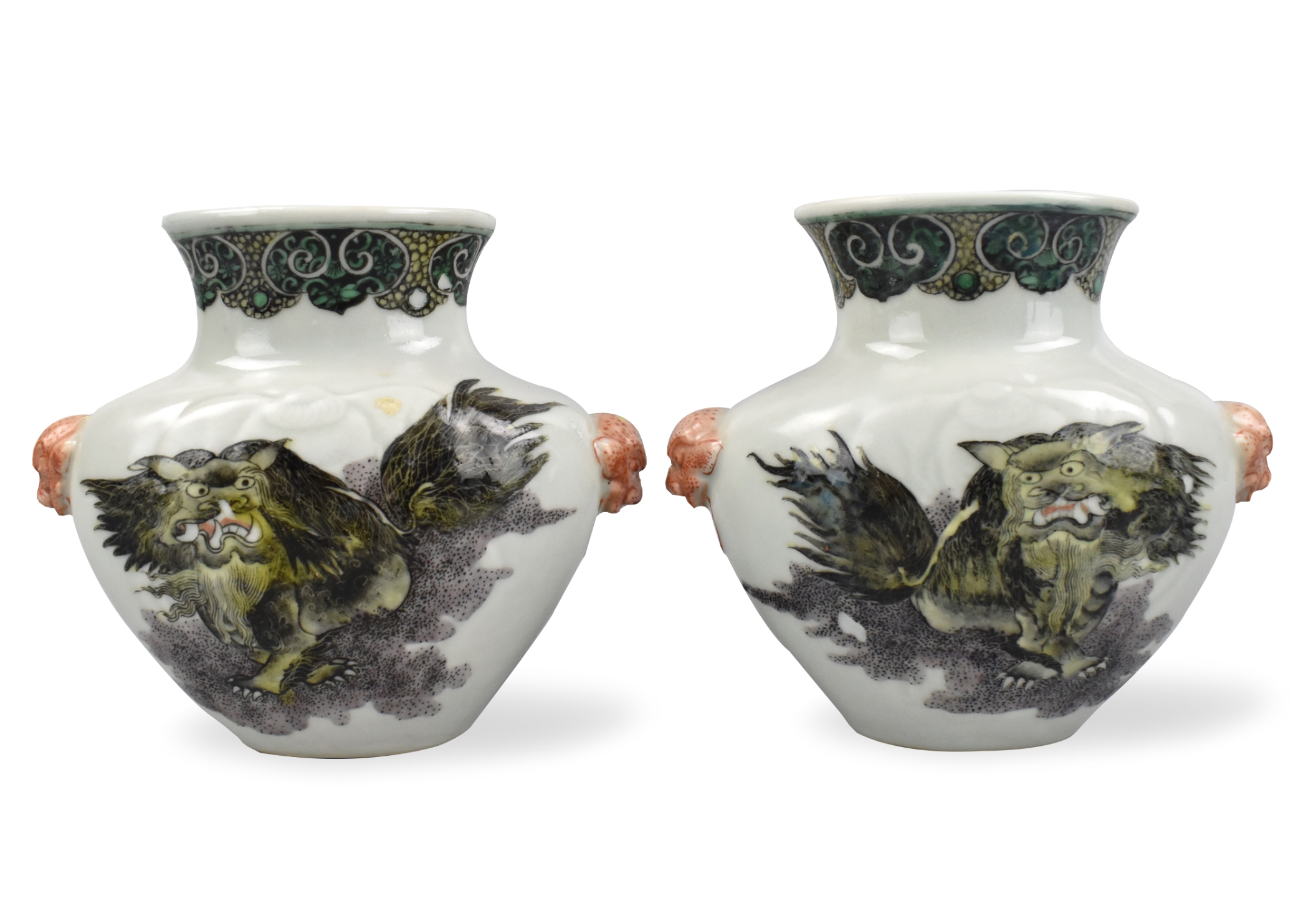 Appraisal: A pair of Chinese sancai glazed vases in brown green