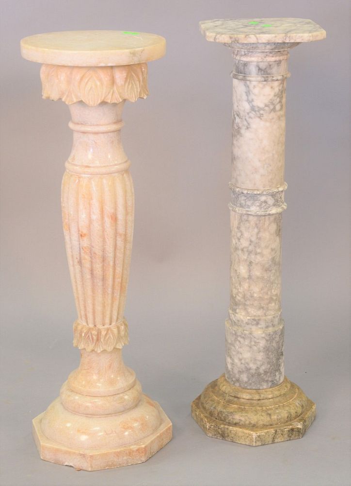 Appraisal: Two pedestals one alabaster ht along with one marble Two