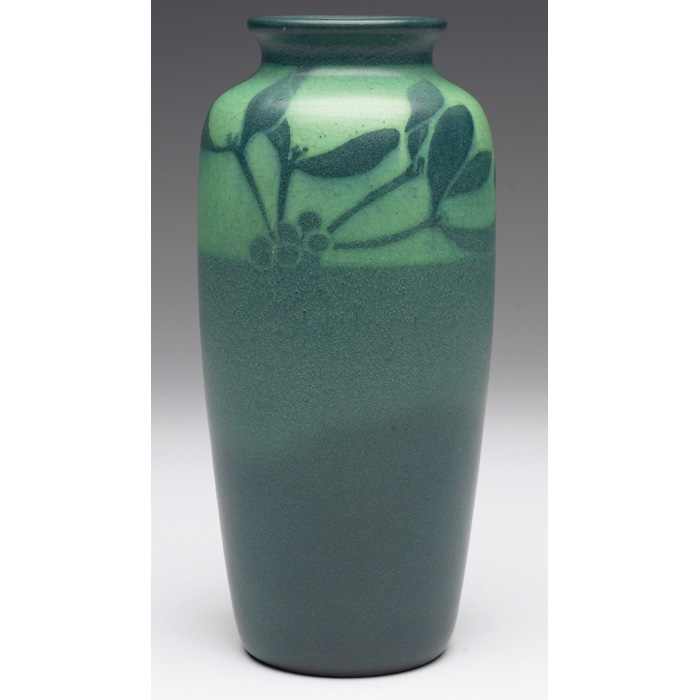 Appraisal: Rookwood vase Green Vellum glaze with leaves and berries painted