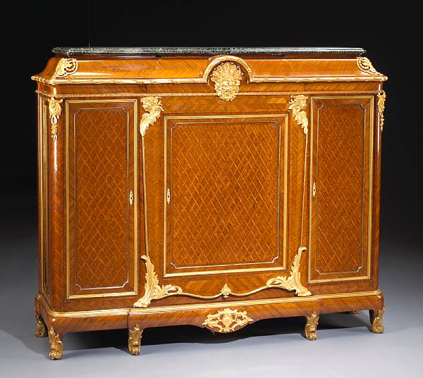 Appraisal: A Louis XVI style gilt bronze mounted parquetry meuble d'appui