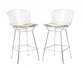 Appraisal: Pair Attr Harry Bertoia for Knoll Wire Barstools Attributed to