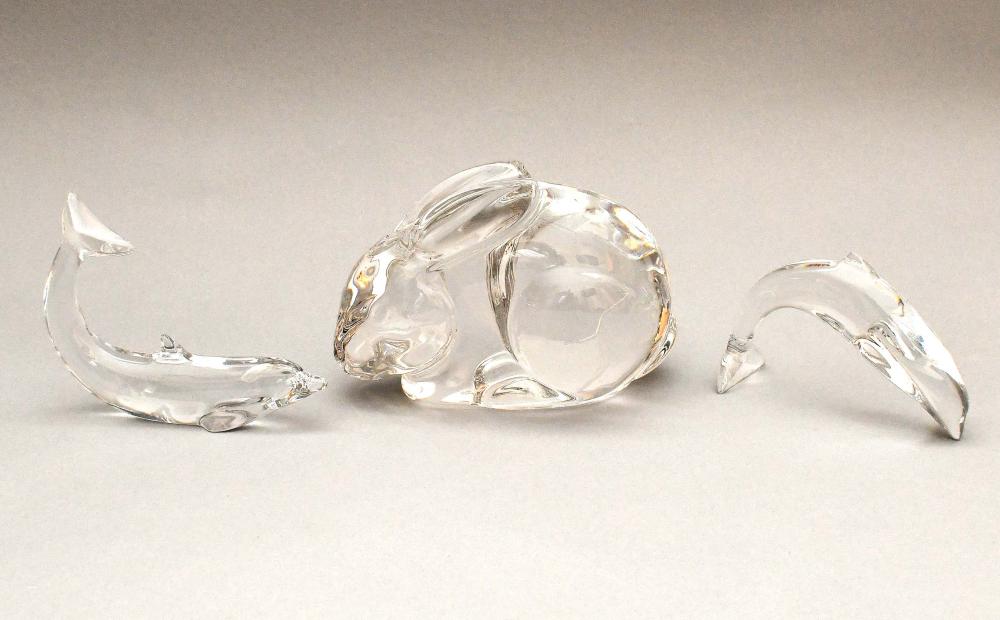 Appraisal: PAIR OF BACCARAT DOLPHINS VSL RABBITThe underside of each with