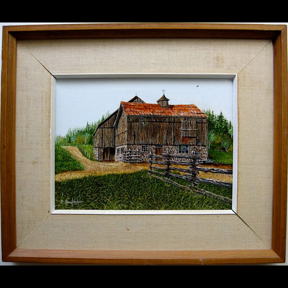 Appraisal: ONTARIO BARN FOREST SCENE SPIDER WEB FRED NEUBACHER GREDA NEUBACHER