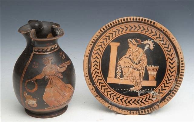 Appraisal: AN APULIAN RED FIGURE CHOUS or pot bellied jug with