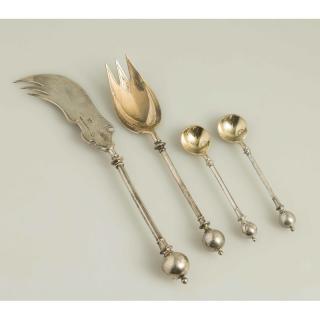 Appraisal: George Sharp Sterling Utensils Lot of four George Sharp sterling