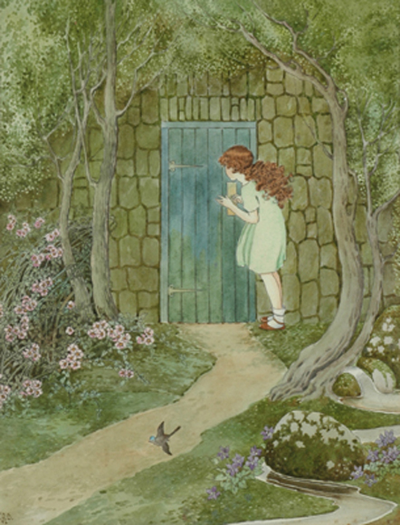 Appraisal: Ida Rentoul Outhwaite - The Little Green Door watercolour initialled