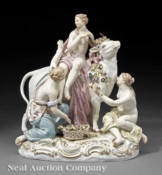 Appraisal: A Fine Meissen Porcelain Group of Europa and her Handmaidens