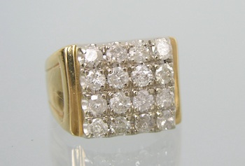 Appraisal: A Gentleman's Diamond Cluster Ring Unmarked yellow gold ring set