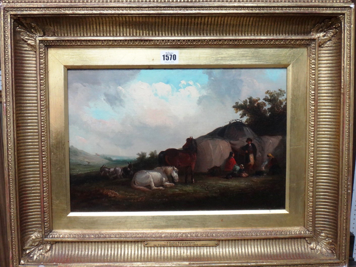 Appraisal: Thomas Smythe - A gypsy encampment oil on canvas laid