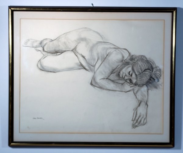 Appraisal: Charcoal on paper of reclining nude signed to lower left