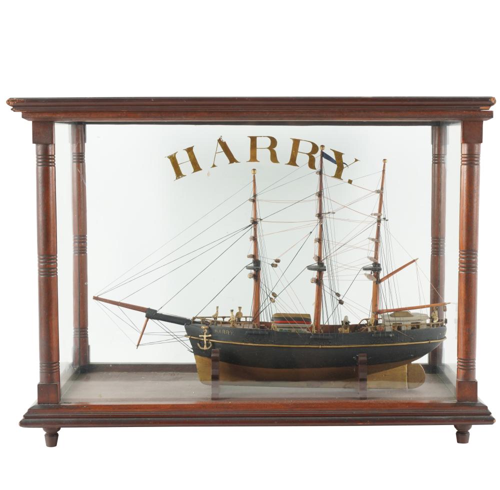 Appraisal: BRITISH SHIP MODEL HARRY painted wood in a glazed case