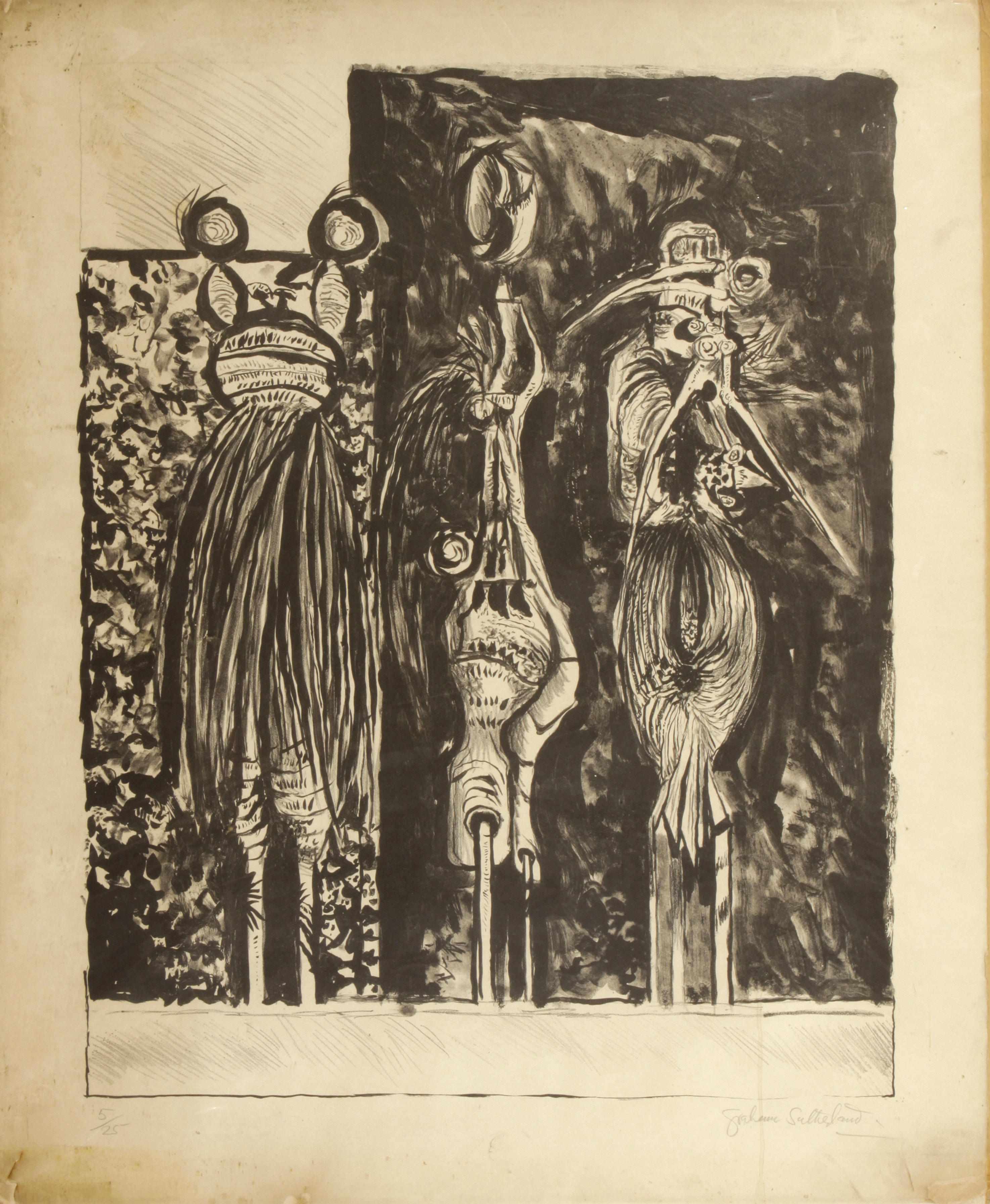 Appraisal: Graham Sutherland O M British - Three Standing Forms in