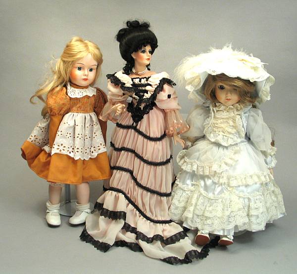 Appraisal: Period Fashion Dolls Large assortment of dressed bisque amp composition