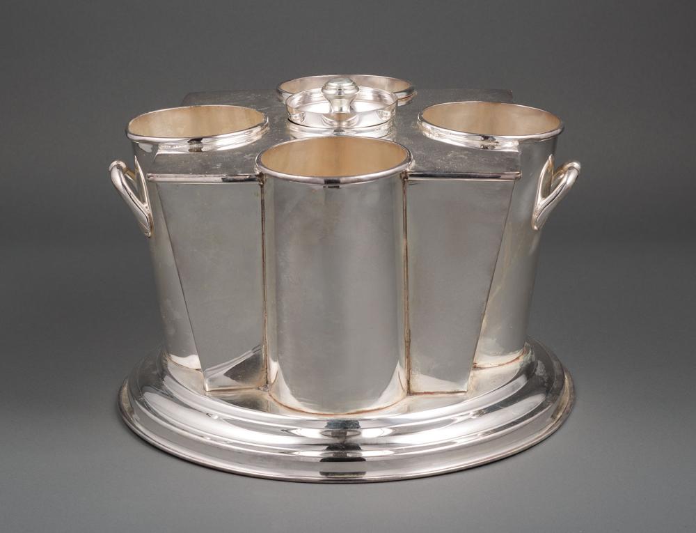 Appraisal: Decorative Silverplate Wine Cooler marked ROYAL CASTLE SHEFFIELD EP fitted