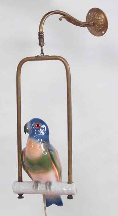 Appraisal: COPENHAGEN PORCELAIN FIGURAL PARROT HANGING LAMP Parrot '' h overall