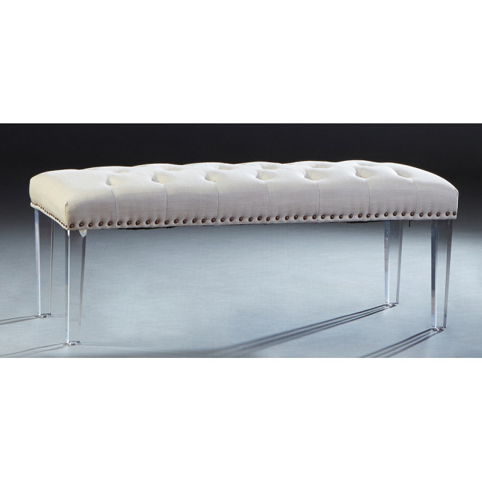 Appraisal: Contemporary Upholstered Long Bench st c tufted top on tapered