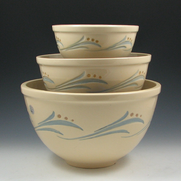 Appraisal: Roseville Lily Of The Valley Utility Bowls Three Roseville Lily