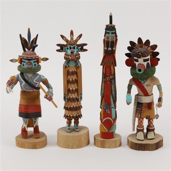 Appraisal: Four Native American Hopi Kachina Dolls Signed R DavidJames Quochyte