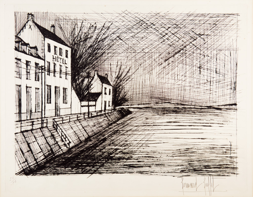 Appraisal: BERNARD BUFFET L'Hotel Drypoint x mm x inches full margins