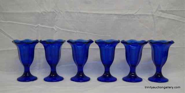 Appraisal: Set of Soda Fountain Cobalt Blue Sundae GlassesProduced by Anchor